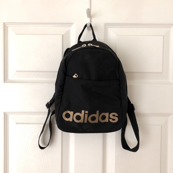 Adidas Mini Backpack Unisex Black/Gold - Picture 2 of 11